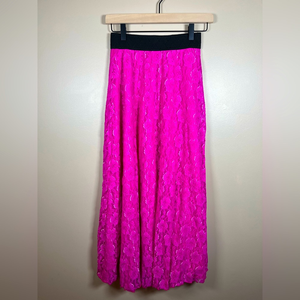 Pink, lace, Lularoe Lucy skirt